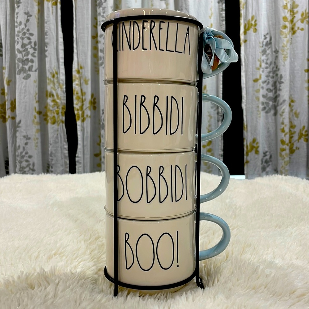 NWT Rae Dunn x Disney Cinderella Mug Set with Stacking Holder